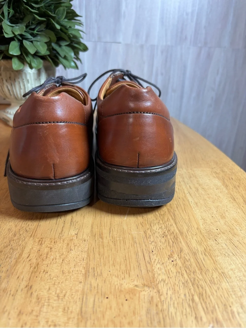 ECCO Seattle Men's Apron Toe Leather Oxford Shoes Brown Size 10 Excellent